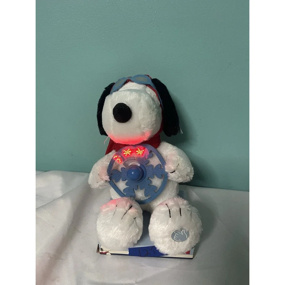 Peanuts Animated Musical Aviator Snoopy Lights Up Propeller & Plays Linus & Lucy